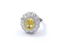 925银高碳钻黄色戒指